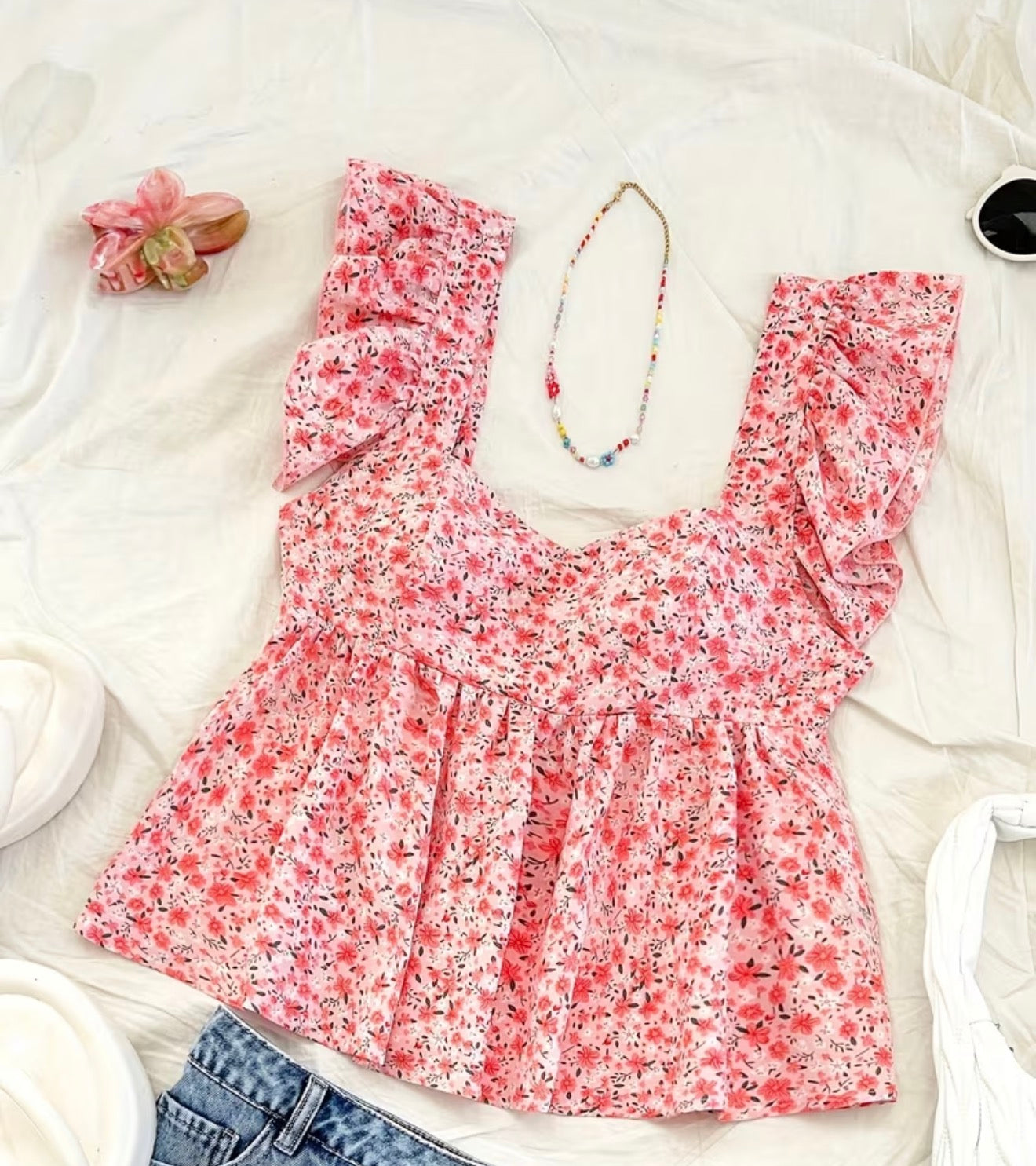 Floral Ruffle Top