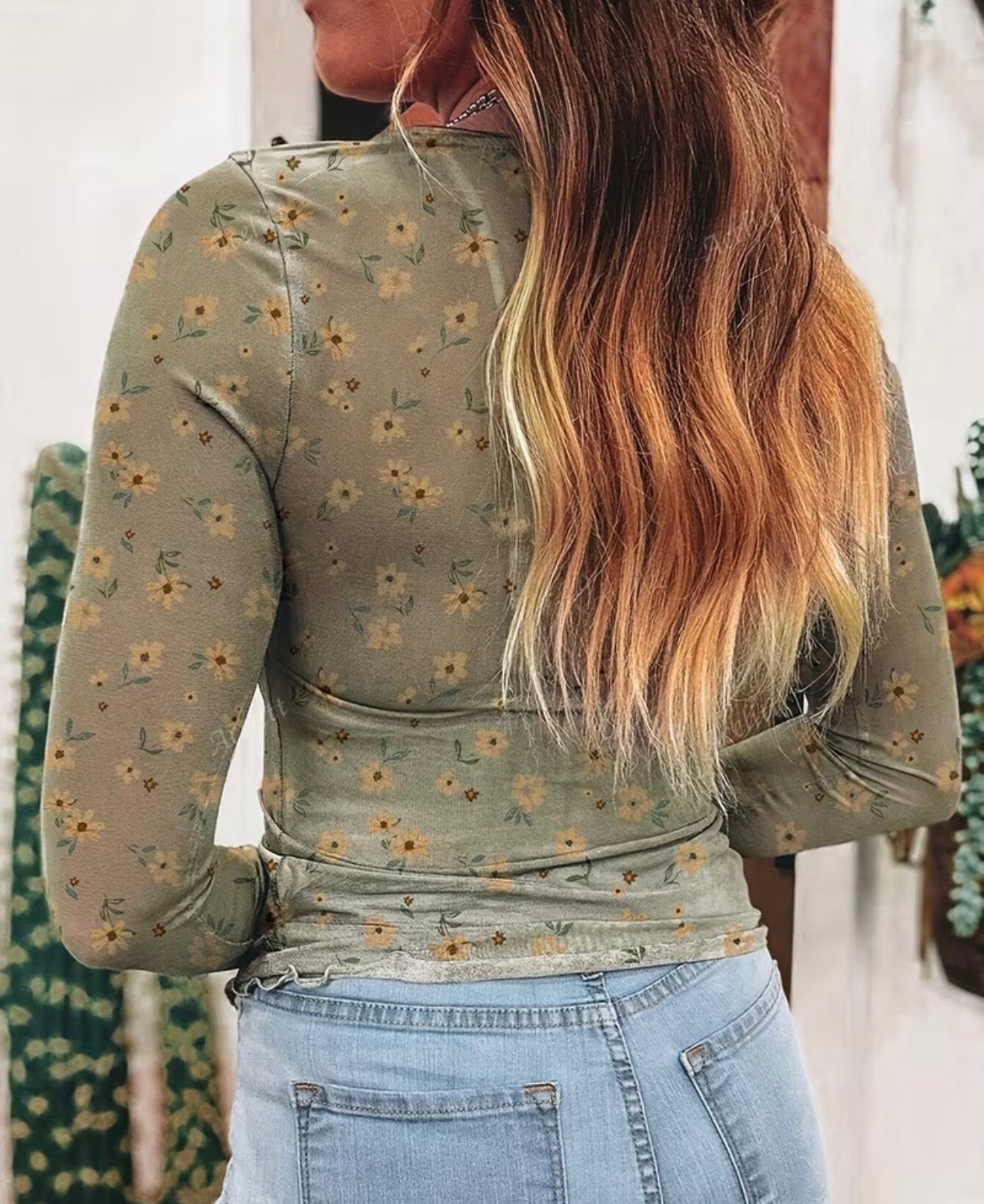 Semi Sheer Lace Flower Top