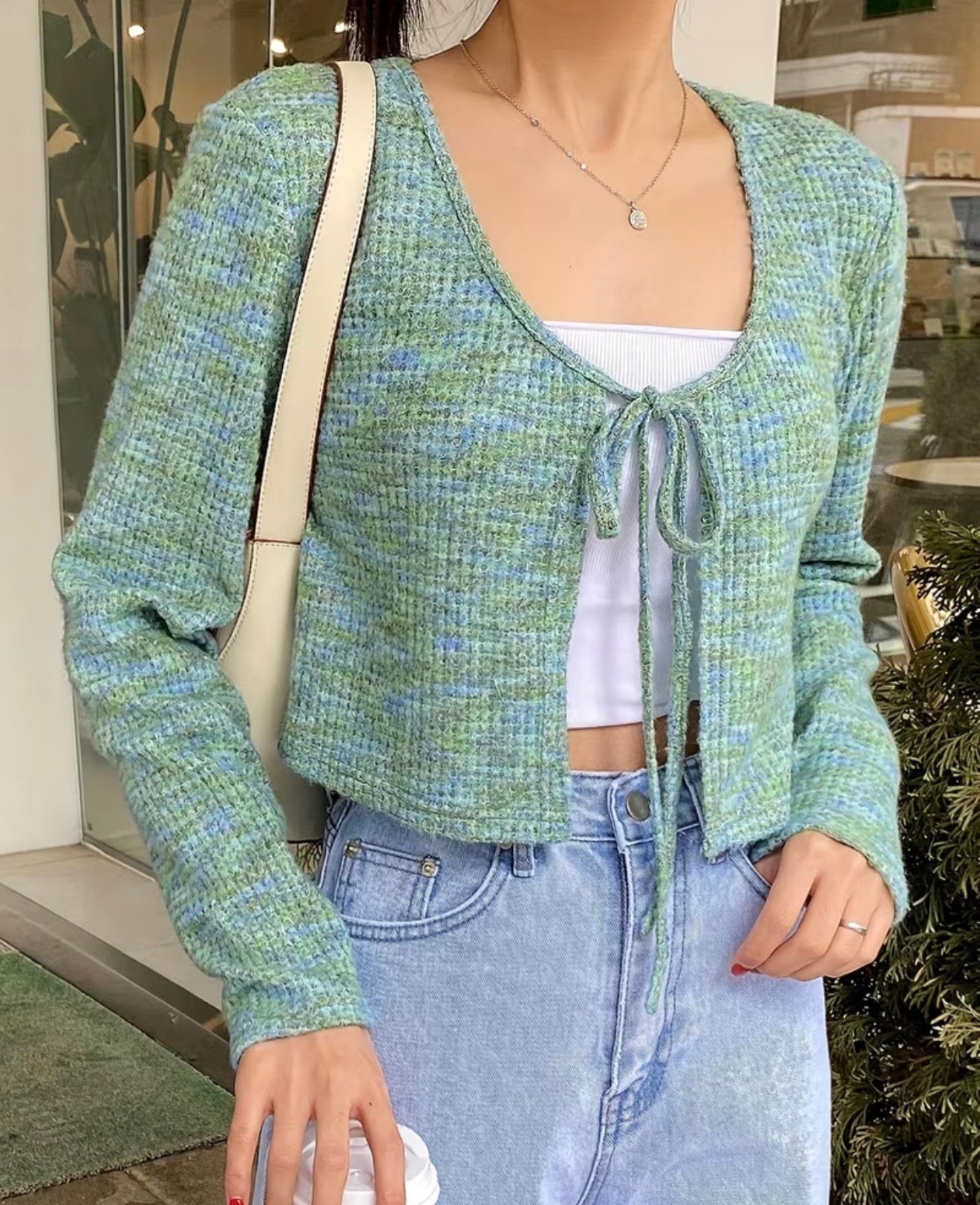 Lace Up Crop Sweater