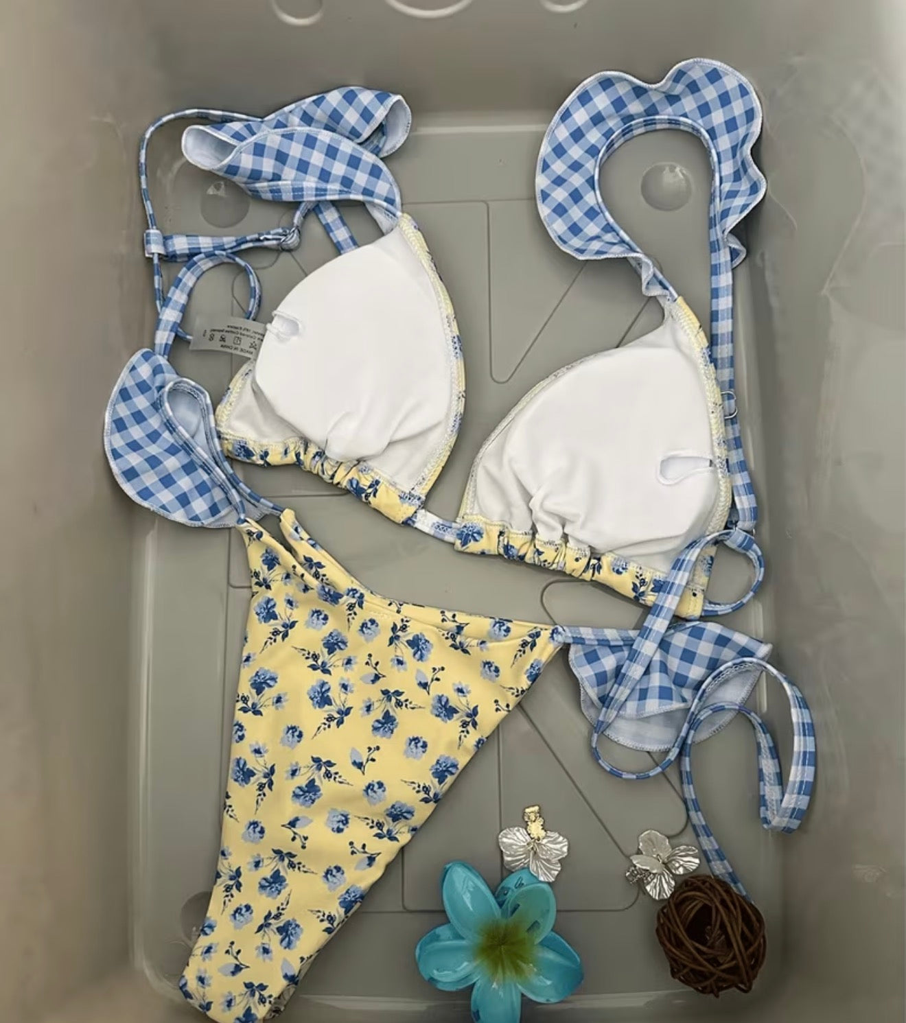 Floral Plaid Bikini