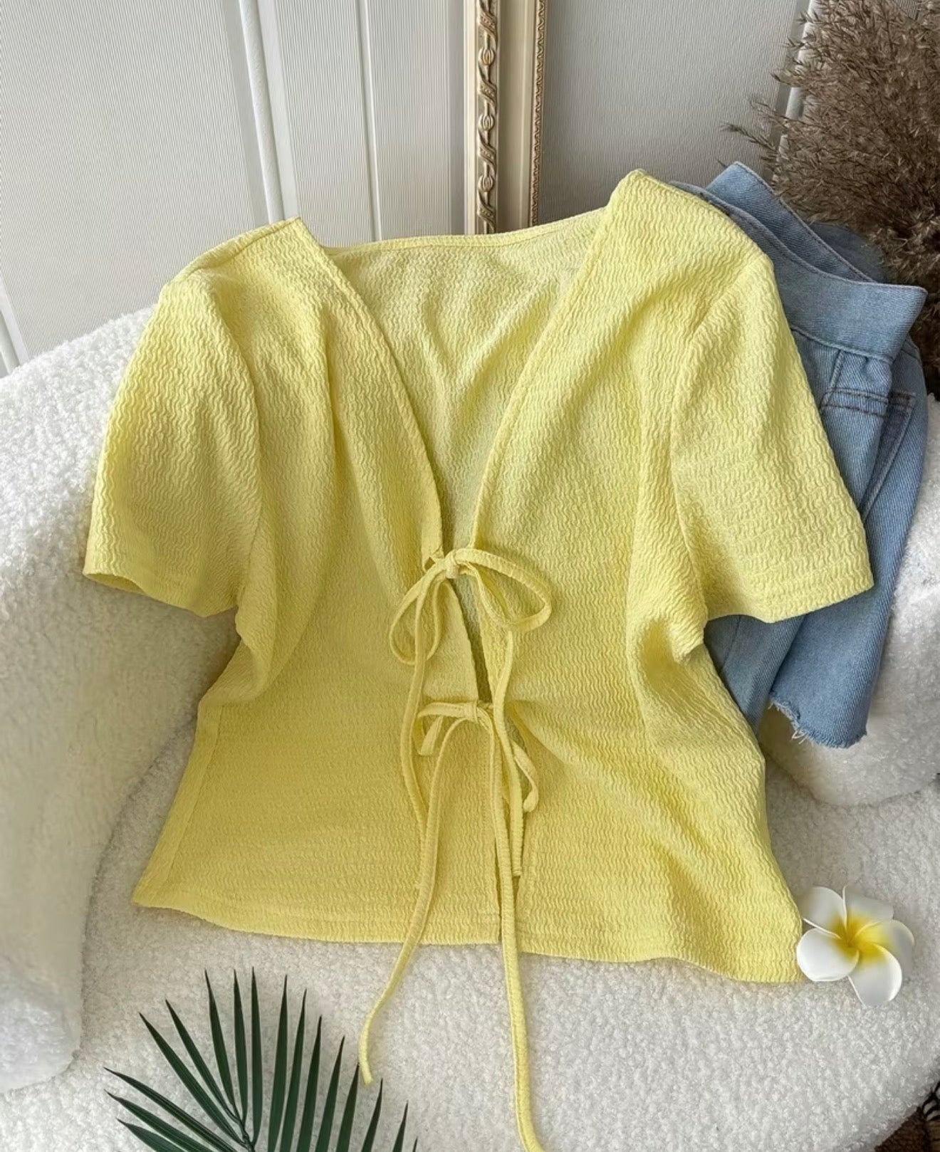Yellow Tie Front Top