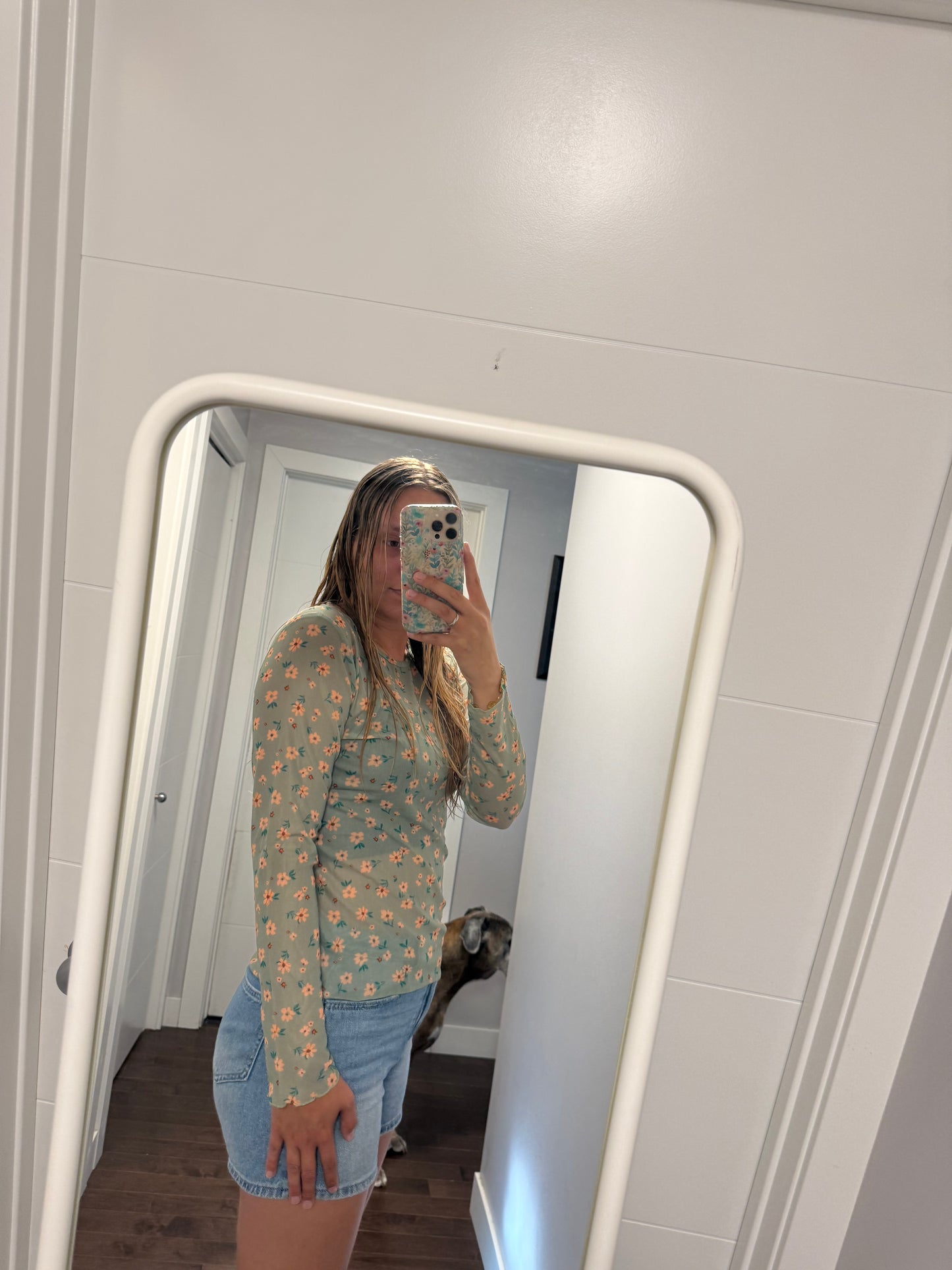 Semi Sheer Lace Flower Top