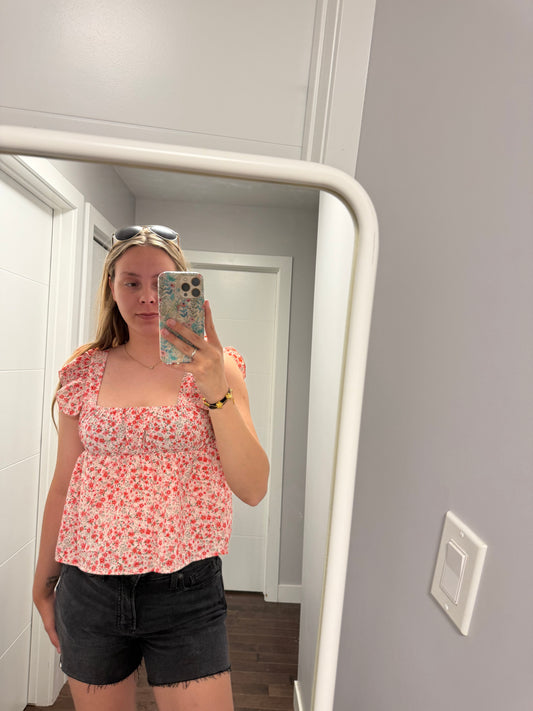 Floral Ruffle Top