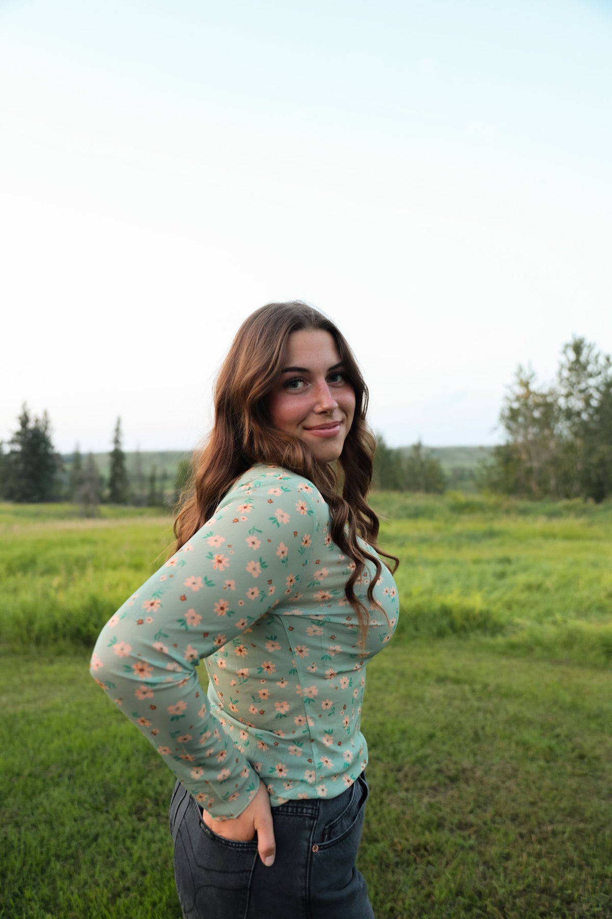 Semi Sheer Lace Flower Top