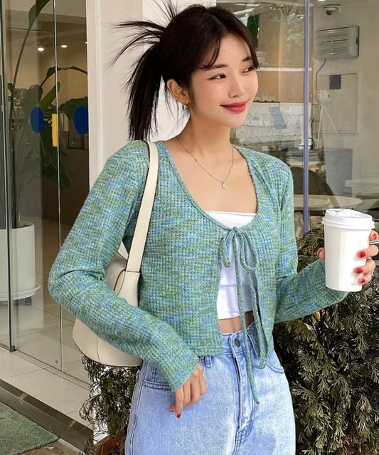 Lace Up Crop Sweater