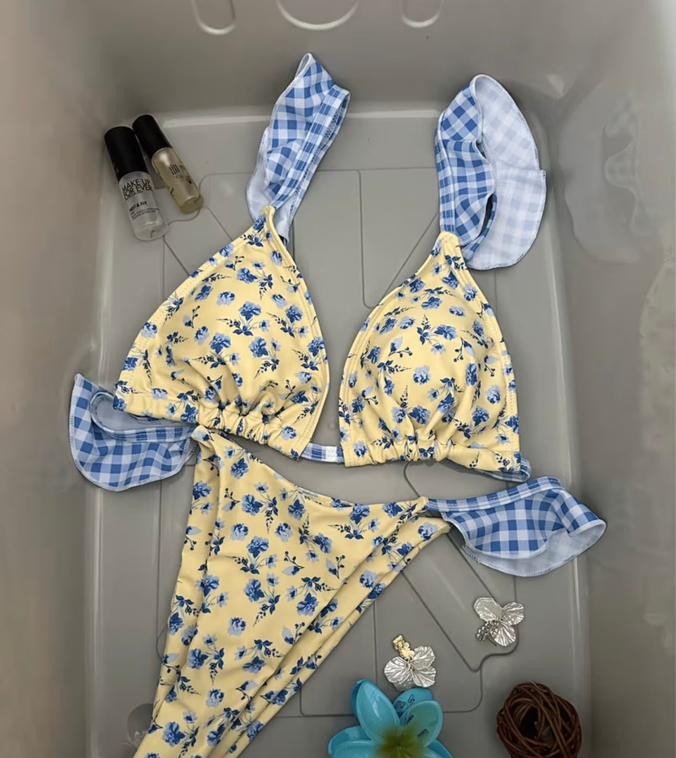 Floral Plaid Bikini