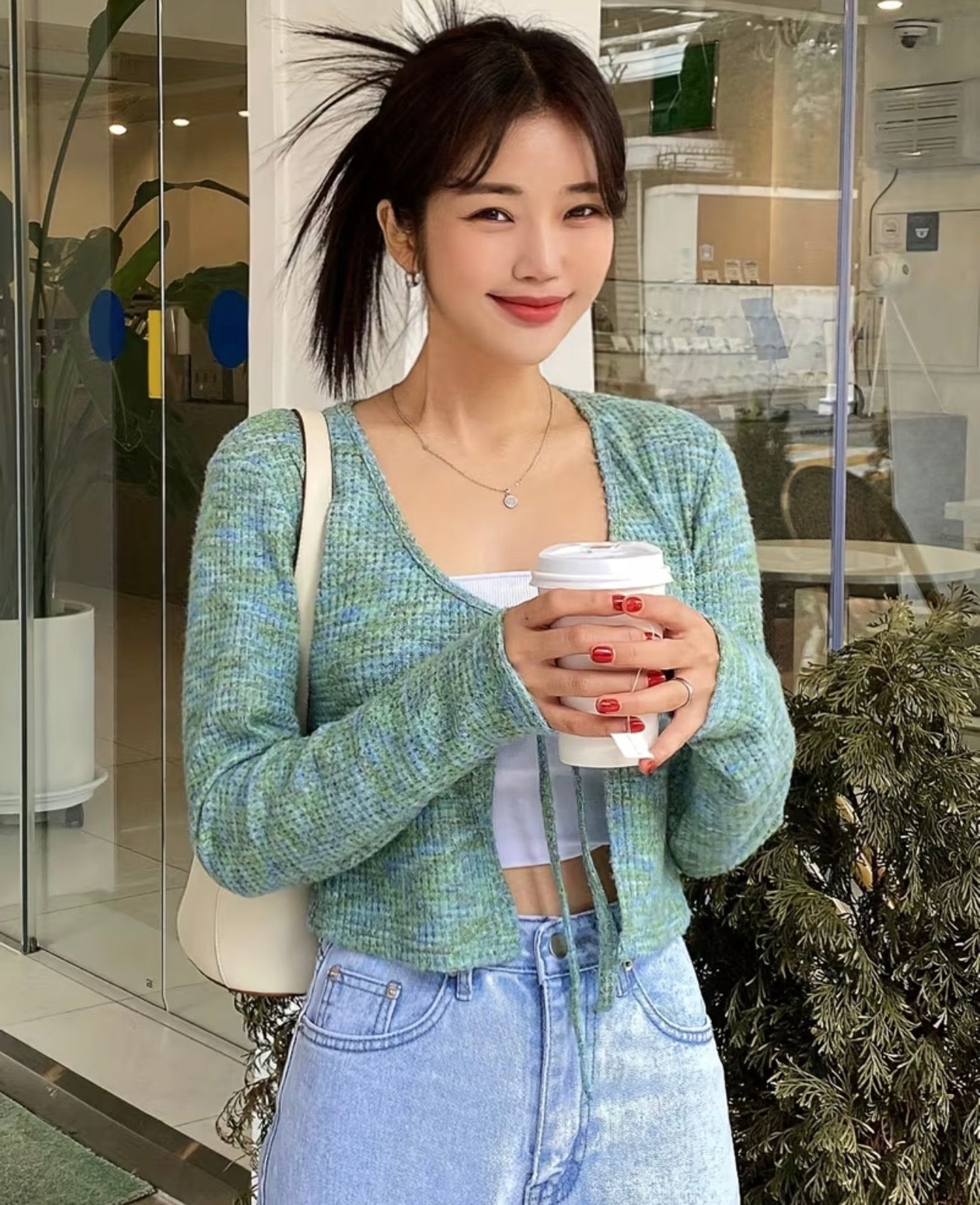 Lace Up Crop Sweater