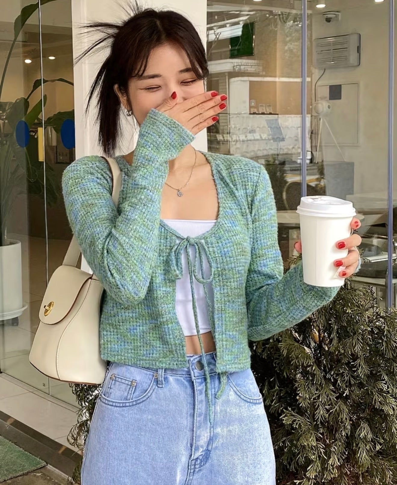 Lace Up Crop Sweater