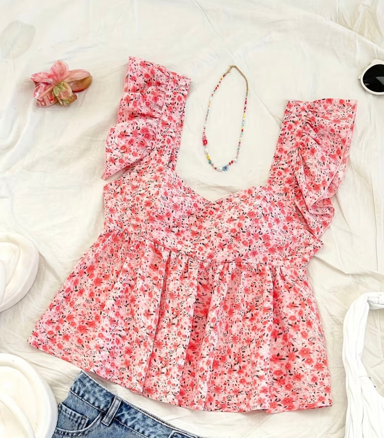 Floral Ruffle Top