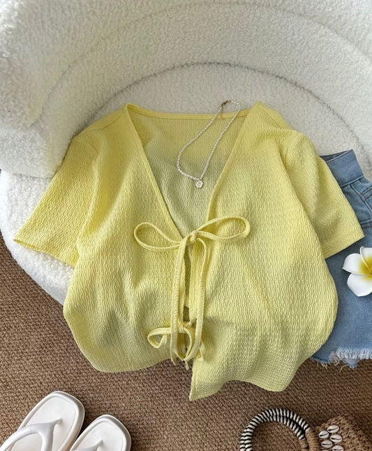 Yellow Tie Front Top