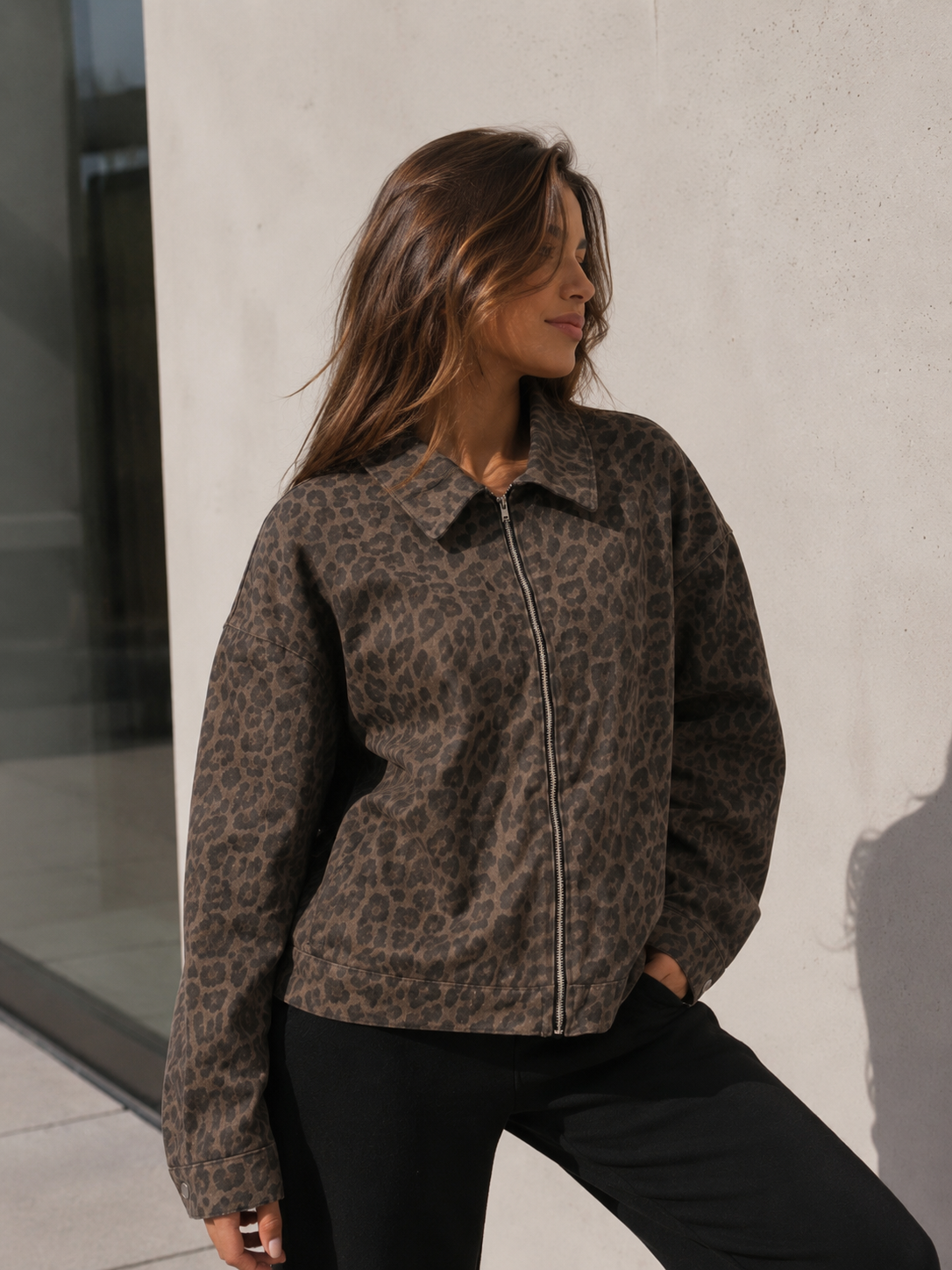 Denim Leopard Print Jacket