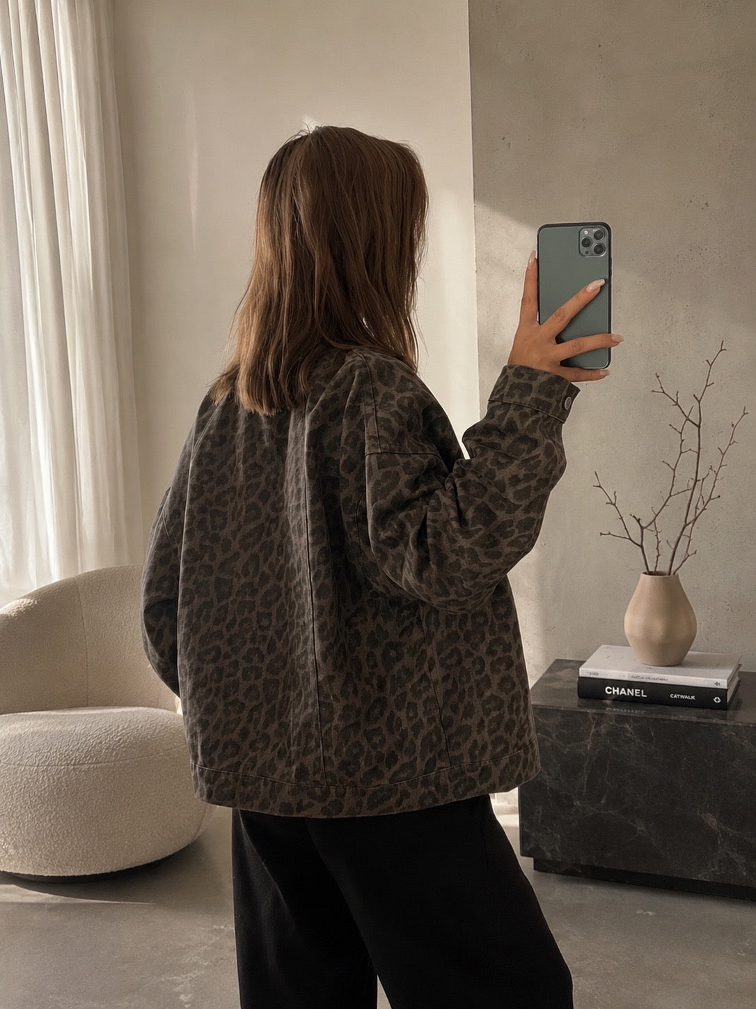 Denim Leopard Print Jacket