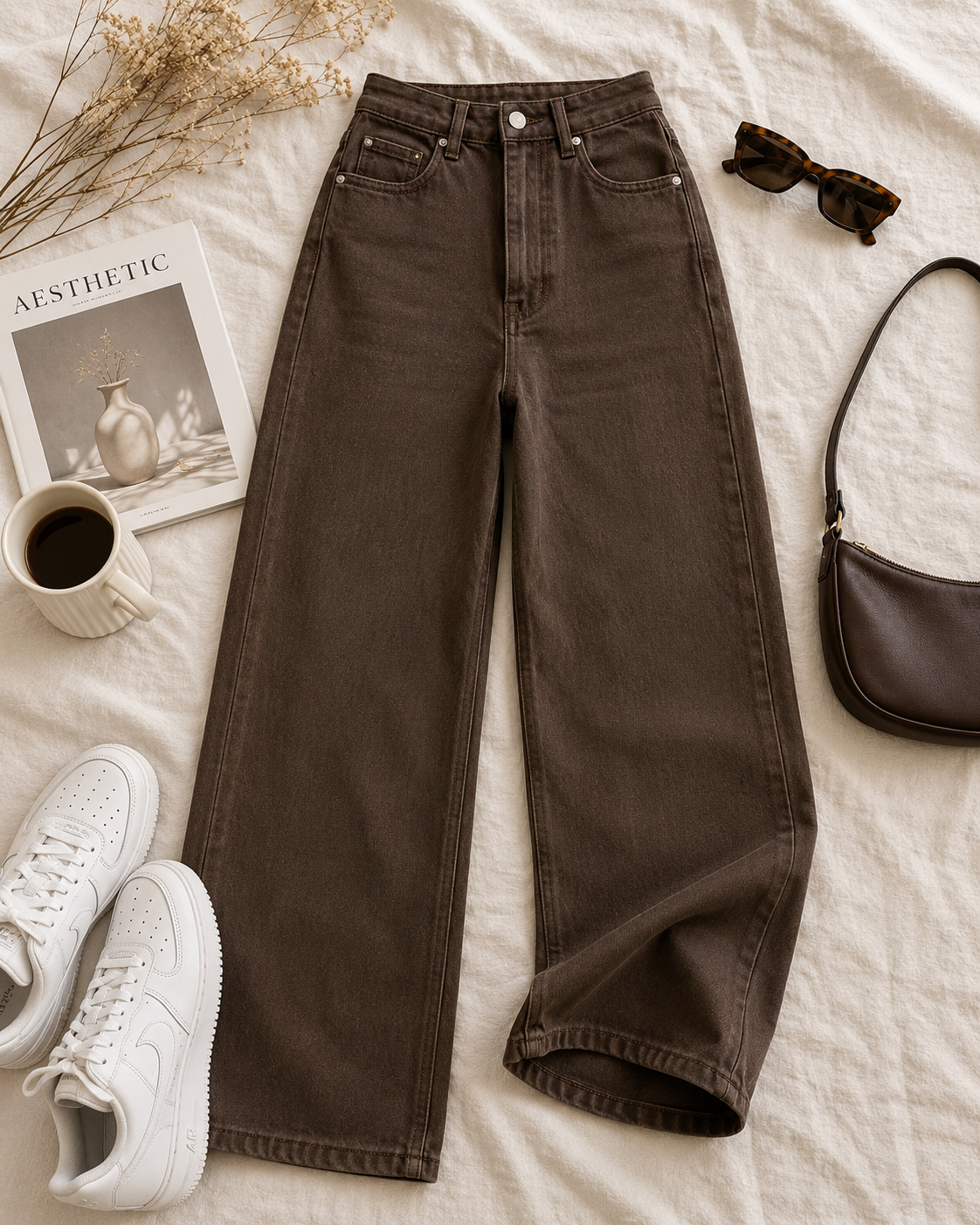 Brown Straight Leg Jeans